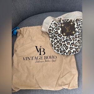 Ladies vintage boho repurposed LV cap